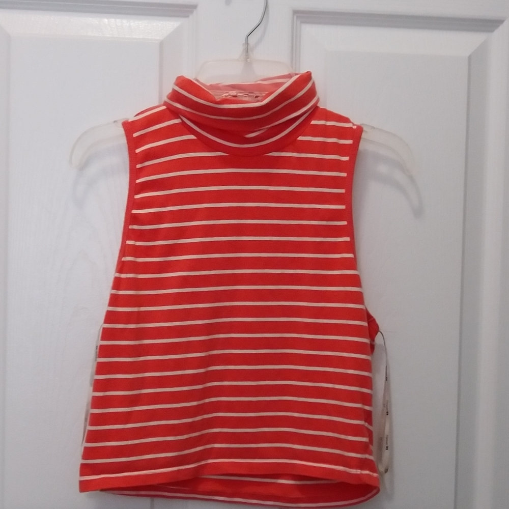 2/$15😸orange striped sleeveless turtleneck